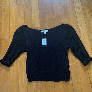 topshop black quarter sleeved crop top size US 4-6